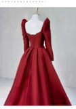 Simple Mermaid Long Sleeves Red Long Prom Dresses HZ1024