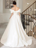Vintage Ball Gown Off The Shoulder White Long Wedding Dresses HZ1024