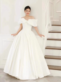 Vintage Ball Gown Off The Shoulder White Long Wedding Dresses HZ1024