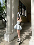 Elegant A line Strapless Satin Short Birthday Outfits Homecoming Dress HZ1024