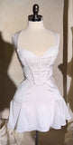 Elegant A line Sleeveless Short Birthday Outfits White Homecoming Dress HZ1024