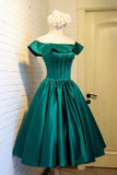 Vintage A line Off The Shoulder Green Birthday Outfits Homecoming Dress HZ1024