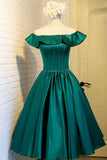 Vintage A line Off The Shoulder Green Birthday Outfits Homecoming Dress HZ1024