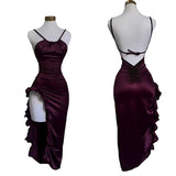 Vintage High Low Halter Burgundy Birthday Outfits Homecoming Dress HZ1024