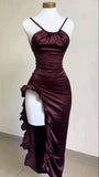 Vintage High Low Halter Burgundy Birthday Outfits Homecoming Dress HZ1024
