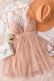 Vintage A line Blush Pink Tulle Birthday Outfits Homecoming Dress HZ1024