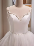 Modest Ball Gown Straps White Tulle Birthday Outfits Homecoming Dress HZ1024