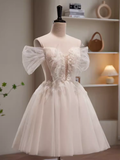 Modest Ball Gown Off The Shoulder White Tulle Birthday Outfits Homecoming Dress HZ1024