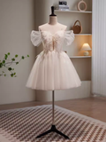 Modest Ball Gown Off The Shoulder White Tulle Birthday Outfits Homecoming Dress HZ1024