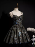 Sexy A line Straps Tulle Black Short Homecoming Dresses HZ1024