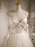 Sexy A line Spaghetti Straps Tulle White Short Homecoming Dresses HZ1024