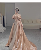 Simple Ball Gown Off The Shoulder Satin Long Prom Dresses HZ1024