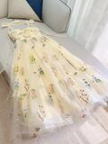 Modest A Line Straps Floral Tulle Homecoming Dress 21st Birthday Outfit With Bow HZ1024