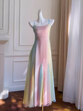 Fairytale A Line Ombre Chiffon Straps Long Prom Dress HZ1024