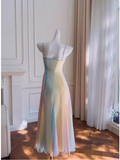 Fairytale A Line Ombre Chiffon Straps Long Prom Dress HZ1024