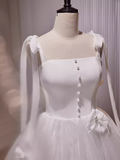 A Line Straps White Tulle Homecoming Dress 18th Birthday Outfits HZ1024