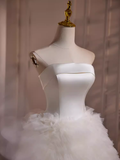 Ball Gown Strapless White Satin Homecoming Dress 18th Birthday Outfits HZ1024
