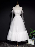 Vintage A line Straps White Tulle Homecoming Dress 18th Birthday Outfits HZ1024