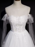 Vintage A line Straps White Tulle Homecoming Dress 18th Birthday Outfits HZ1024