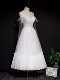 Vintage A line Straps White Tulle Homecoming Dress 18th Birthday Outfits HZ1024