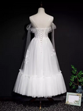 Vintage A line Straps White Tulle Homecoming Dress 18th Birthday Outfits HZ1024