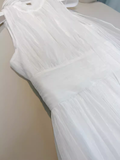Simple A line High Neckline Tulle White Prom Dress HZ1024