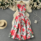 Sexy Scoop Floral Dress Women Holiday Dress HZ1022