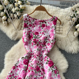 Sexy Scoop Floral Dress Women Holiday Dress HZ1022