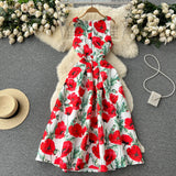 Sexy Scoop Floral Dress Women Holiday Dress HZ1022