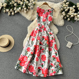 Sexy Scoop Floral Dress Women Holiday Dress HZ1022