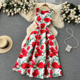 Sexy Scoop Floral Dress Women Holiday Dress HZ1022