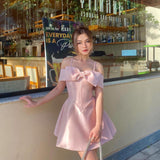 Simple A line Spaghetti Straps Pink Birthday Dress Satin Homecoming Dresses HZ1024