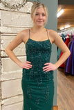 Backless Mermaid Green Lace Long Prom Dress Green Lace Formal Dress HZ1022