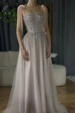 Burgundy Prom Dresses A line Straps Tulle Evening Dresses HZ1022