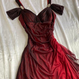 Beautiful A line Straps Ombre Red Long Chiffon Prom Dress HZ1022