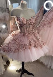 Chic Pink Prom Dresses Hand Made Flowers 18th Birthday Outfits HZ1022