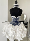 chic a line white long sleeves homecoming dress 16th birthday outfits HZ1022
