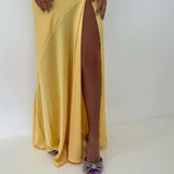 Sexy Mermaid Spaghetti Straps Sleeveless Party Dress Yellow Prom Dresses HZ1022