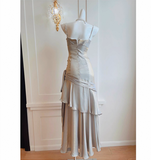 Modest Mermaid Spaghetti Straps Long Prom Dresses Birthday Party Dress Evening Gowns HZ1022