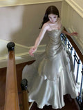 Modest Mermaid Spaghetti Straps Long Prom Dresses Birthday Party Dress Evening Gowns HZ1022