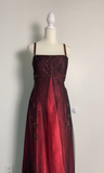 Sexy A Line Spaghetti Straps Burgundy Long Evening Dress Party Dress Prom Dresses HZ1022