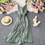 Simple V-neck Dress Sleeveless Dress HZ1022