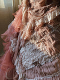 Beautiful Pink Rose Slim Skirt Pleated French Lace Mermaid Wedding Dress HZ1022