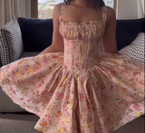 Floral Holiday Strapless Puff Homecoming Dress HZ1022