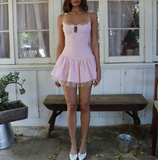 Beautiful pink girly suspender mini birthday party homecoming dress HZ1022