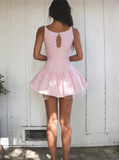 Beautiful pink girly suspender mini birthday party homecoming dress HZ1022