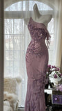 Pink Gradient Pink Fairy Beaded Chiffon Mermaid Evening Dress Prom Dress HZ1022