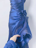 Beautiful Mermaid Spaghetti Strap Ice Blue Irregular Skirt Homecoming Dress HZ1022