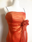 Beautiful Orange Shoulder Strap Laser 3D Flower Mermaid Prom Dress HZ1022