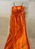 Beautiful Orange Shoulder Strap Laser 3D Flower Mermaid Prom Dress HZ1022